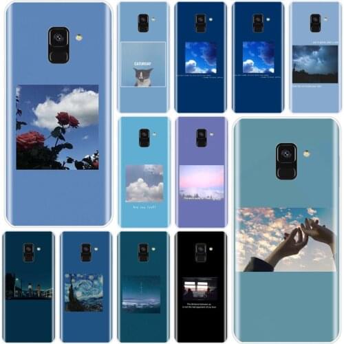Blue Pink Aesthetics songs lyrics Aesthetic Cover TPU Phone Case For Samsung Galaxy A3 A7 A8 2016 A3 A5 A7 2017 A6 A8 2018