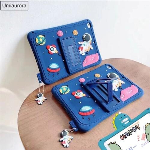 Cute Cartoon Cover for IPad 9.7 2018 2017 7th 8th 10.2 Mini Air 1 2 3 4 10.9 2020 Pro 11 Case Kids Silicone Stand Funda + Strap