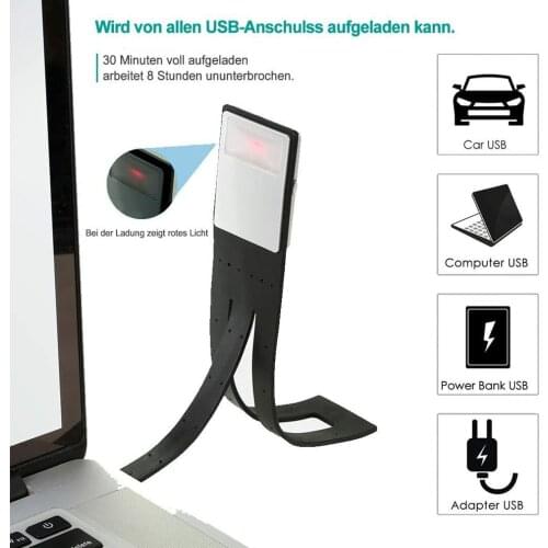 Four-speed Portable LED Bookmark Book Light Clip On Reading Lights Soft Light USB Rechargeable Infinite Brightness Reading Lamp