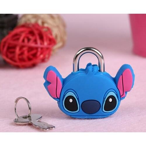 Disney Cartoon Silicone Doll Monster stitch figure Metal Mini Padlock Creative Cute Security Anti-theft Luggage Lock