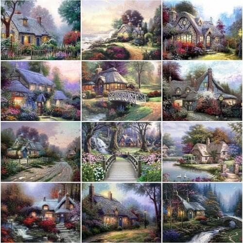 EverShine Diamond Painting Garden Full Square Diamond Embroidery Landscape Mosaic DIY House Cross Stitch Rhinestone Handicraft