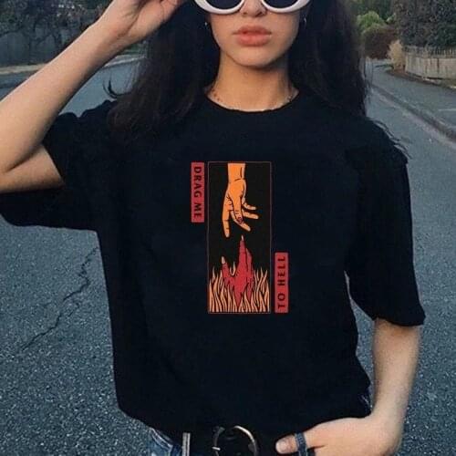 Colored Drag me to hell gothic T-shirt women 100% Cotton funny tumblr casual graphic grunge quote Fashion unisex tee top tshirt