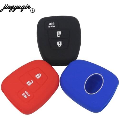 Jingyuqin 3 Button Silicone Car Key FOB fit for Toyota CAMRY RAV4 Remote Case Cover Shell Protect