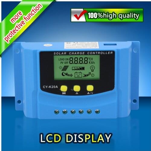 New 20A LCD display USB solar charge controller regulator charging lithium lead acid gel AGM battery for camping rv 12v charging