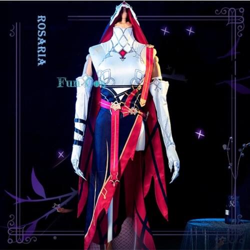 Rosaria Cosplay Costume Game Genshin Impact New Character Uniform Dress Wig Crown Figer Cover Props Halloween Party Accessories