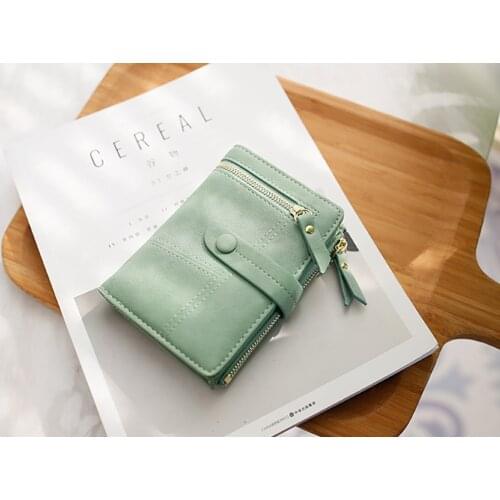 Leather Women Wallet Female Short Clutch Lady Short Candy Color Mini Wallet Small Folding Female Coin Wallet Card Holder