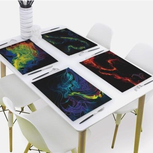 Red Magic Wave Pattern Kitchen Placemat Ripples Line Printed Dining Table Mats Coaster Pad Bowl Cup Mat 42*32cm Home Decor Rug