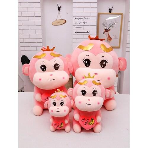 Creative Love Crown Monkey plush toy doll sleeping on bed pillow good quality Soothing doll Cushion christmase birthday gift