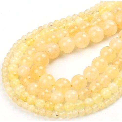 Angelite Natural Stone Yellow Opal Beads Handmade Bracelet Necklace Round Loose Spacer Beads For Making Jewelry 15"4/6/8/10mm