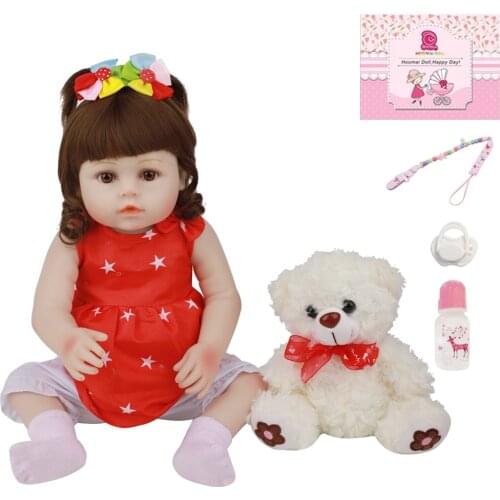 48CM Lovely Bebe Reborn Baby Doll Handmade Silicone Full Body Realistic Cute Princess Newborn Doll For Kid Birthday Gift 18 Inch