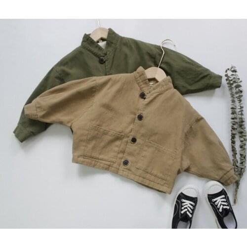 Toddler Boys Jackets Spring Autumn Child Korean Coats Fashion Solid Loose Bat Sleeve Jacket for Boy Kids Cotton Casual Outwear