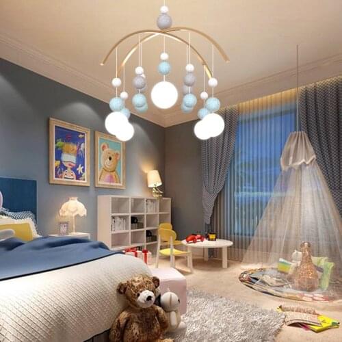 New Childrens Room Chandelier Girl Pink Boy Room Warm Bedroom Nordic Modern Chandelier Lamps