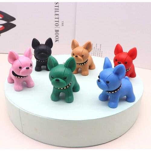 Cute French bulldog doll key fob accessories wood dog pendant toy stereo doll paw machine doll small gift