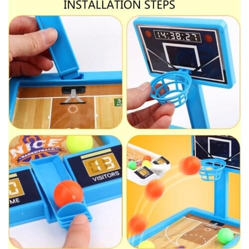 Basketball Game Toy Mini Basketball Stands with 2 Balls 1 Basketball Court Desktop Game Board for Anti Anxiety Kids 3