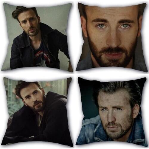 Custom Chris Evans Pillowcase High Quality Home Textile Cotton Linen Fabric 45x45cm One Side Decoration Pillow Covers
