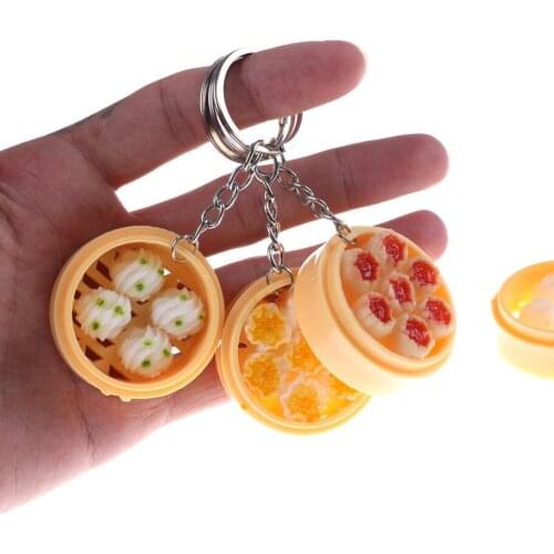 New Simulation Food Key Chains noodle Creative Keychain Chinese Blue and white porcelain Food Bowl Mini bag pendant #17169