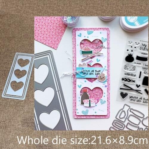 New Design Craft Metal stencil mold Cutting Dies HEART TRIO SLIMLINE FRAME scrapbook die cuts Album Paper Card Craft Embossing