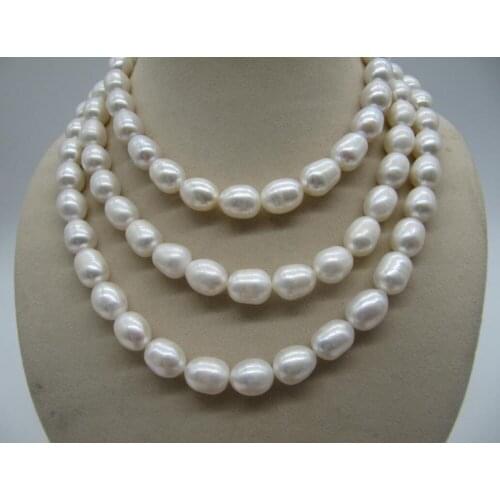 Very beautiful Natural 49inch 9-10 South Sea White Pearl Necklace clasp