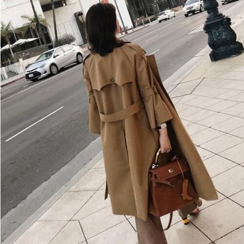 2020 New Arrival Fashion Long Trench Women Double Breasted Outwear Lady Coat Chic Korean Style Overcoat Female Belt Clothes