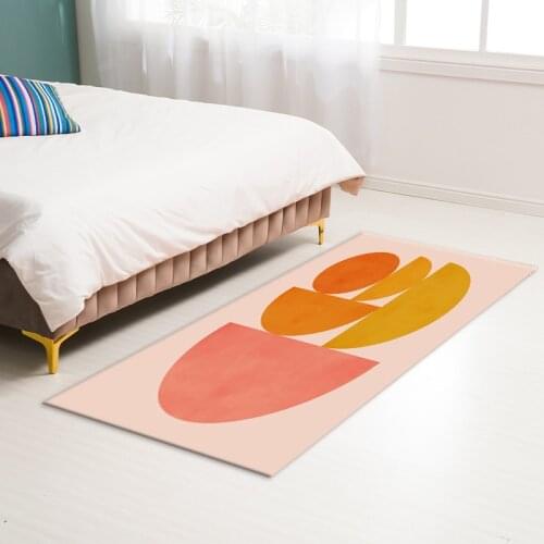 Pink Geometric Semicircle Pattern Floor Mat Home Cute Bedside Mat For Girl Room Kithcen Runner Mat Hallway Mat Doormat Washable