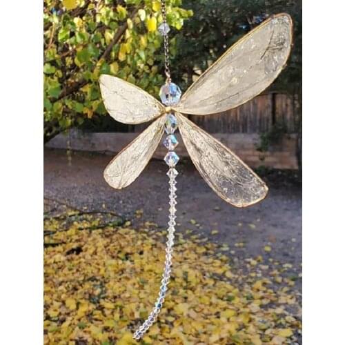 Garden Dragonfly Decor Metal Transparent Dragonfly Pendant Sun Catcher Rainbow Maker Innovative Home Decora