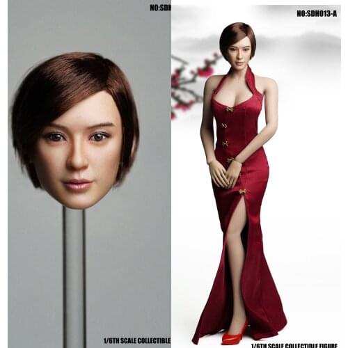 SDH013 1/6 Scale Female Sun Li Head Sculpt Carved Model for 12 inches Suntan Body Action Figure Accessory