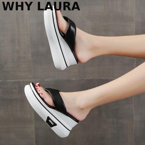 Womens slippers flip-flops summer womens black all-match comfortable beach slide sandals casual shoes platform womens shoes