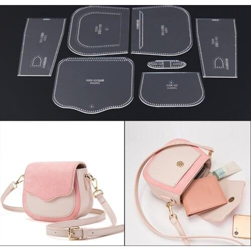 Fityle 7 Pcs/set Clear Acrylic Leather Bag Pattern Stencil for Leather Bags Purse Making