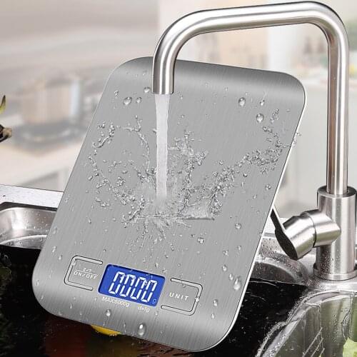 10/5Kg OZ/ML/G Kitchen Scale Stainless Steel Weighing Scale Food Diet Postal Balance Measuring Tool LCD Electronic Scales