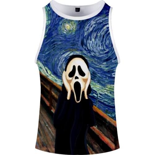 World famous painting art Tank Tops 3D Print Funny Mens Clothes Sleeveless Stringer Vest