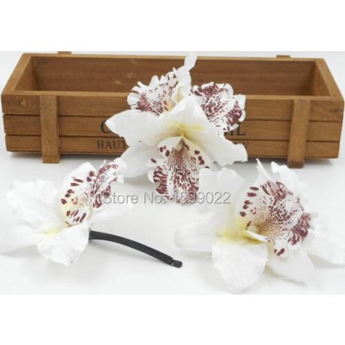 3pcs/lot Wedding White Orchid Hair Clips Flower Accessories Ladies for Dresses Brides Bridal Headpiece Festival Prom Headdress