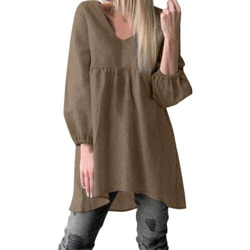 Women winter t-shrits Solid V-Neck female tee shirt High Low Hem Casual female Shirt solid patchwork long sleeve blusas Clothing