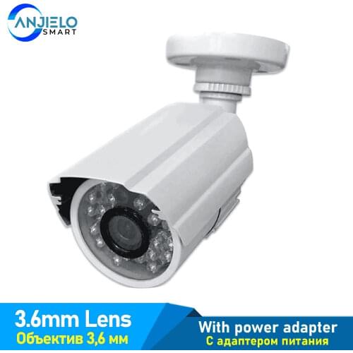 1/3 CMOS 1200TVL CCTV Analog Surveillance 3.6mm Lens Camera IR Light Bullet Waterproof Outdoor Security Camera + Power Adapter