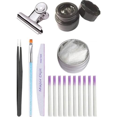 1 Set Professional Fiberglass Nail Kit Glass Nails Extension Building Manicure Salon Tweezer Nail Scraper Nail Pen
