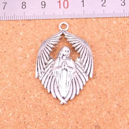 17Pcs Antique Silver Plated angel maria Charms Diy Handmade Jewelry Findings Accessories 43*27mm