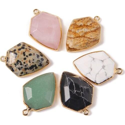 31*22mm Natural Stone Pendant Irregular Faceted Quartz Aventurine Charms for Jewelry Making Necklace DIY Accessories Wholesale