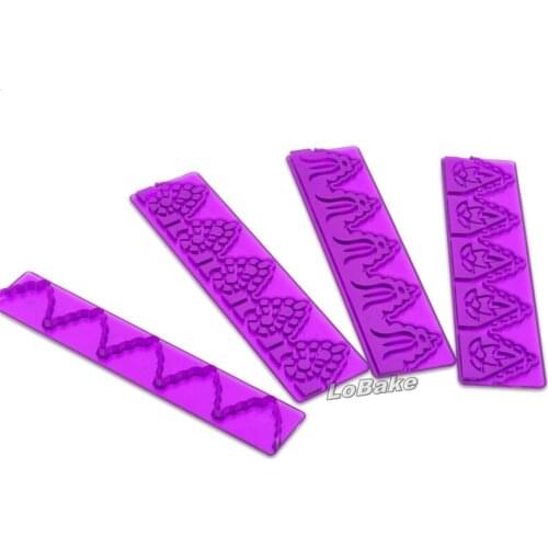 4pcs/set) Favorable 4 designs damask flower shape fondant cake fence side press mould decorating tools for DIY baking