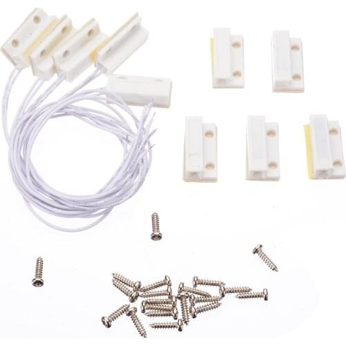 5 Set Recessed Magnet Sensor Plastic Wire Door Contact Sensor Magnet Switch For Door Window Home Alarm System