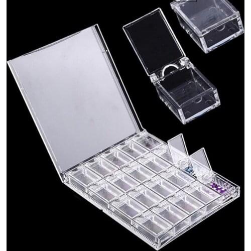 20 Grids Clear Acrylic Empty Storage Box Nail Art Decoration Rhinestone Display Container Jewelry Beads Storage Case Organizer