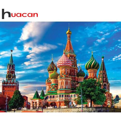 Huacan 5D Diamond Painting Full Square Scenic Moscow Church Embroidery Sale Diamond Mosaic Stitch Picture Rhinestone Drop Ship