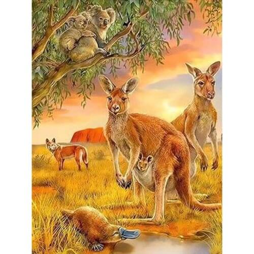 Diy diamond painting Kangaroo life Animals Koala Full Square Round mosaic embroidery sale 5D Cross Stitch Kits home decor CV123