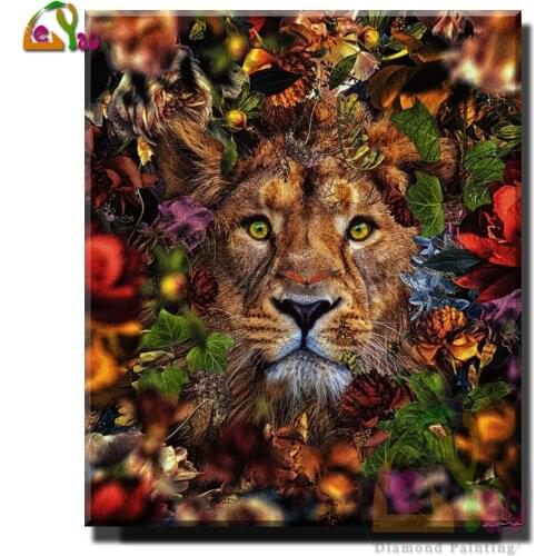 Diamond Painting Flower Lion Animals Diamond Mosaic Cross Stitch Diamond Embroidery 5D DIY Full Square Round Home Decor