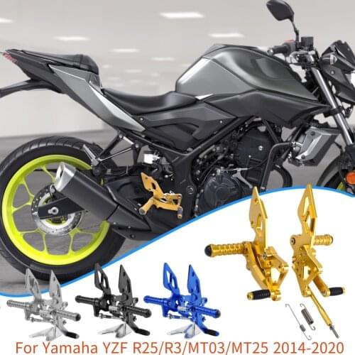 CNC Aluminum Adjustable Motorcycle Rearsets Rear Set Foot Pegs Pedal Footrest For Yamaha YZF R25 R3 MT03 MT25 2014-2020 2019