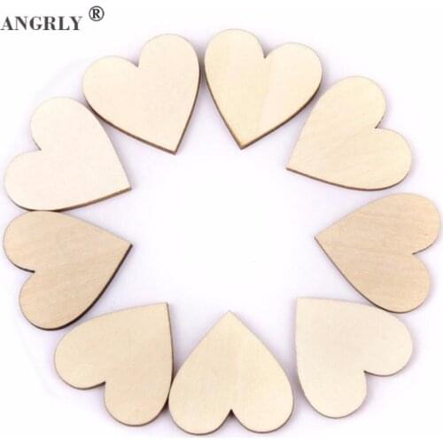 ANGRLY 50pcs 30mm Rustic Wooden Love Heart Wedding Table Scatter Decoration Craft Accessories DIY Material Crafts Supply