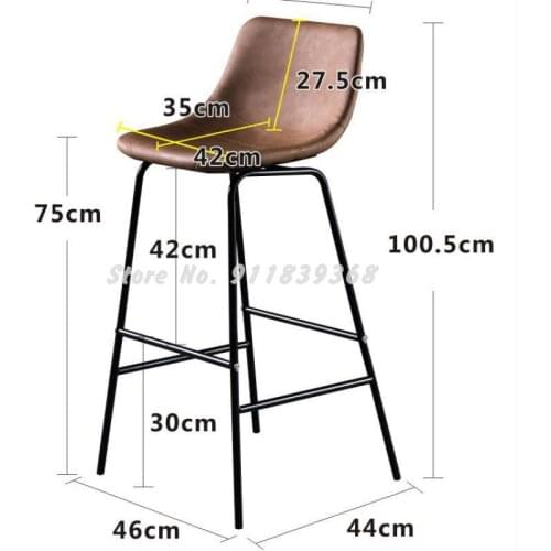 Nordic Bar Chair Modern Simple Bar Chair High Footed Stool Family Back Front Desk Light Luxury Iron Art Coffee Shop Stool