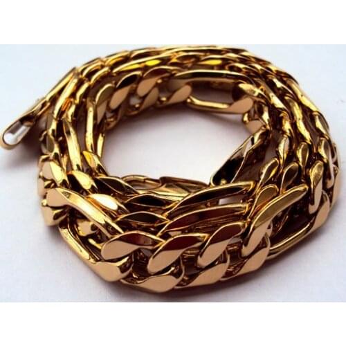 Free shipping jewellery gift Heavy 98G Classic men yellow solid gold GF chain necklace 23.6inch