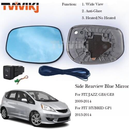 TVYVIKJ Outer Side Rearview Mirror Blue Glass Lens For HONDA FIT JAZZ GE6 GE8 FIT HYBIRD GP1 2009 2010 2011 2012 2013 2014 wing