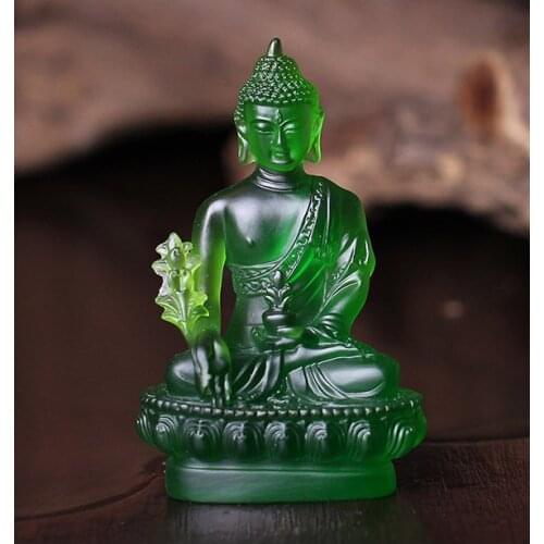 13CM TALL # GOOD BUDDHA BUDDHIST BLESS FAMILY HOME SAFETY EFFICACIOUS PROTECTION CRYSTAL RESIN GREEN THE MEDICINE BUDDHA BUDDHA
