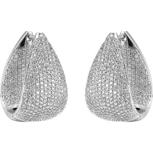 Full tiny cubic zirconia big hoop earrings Fashion Hoop earrings for women