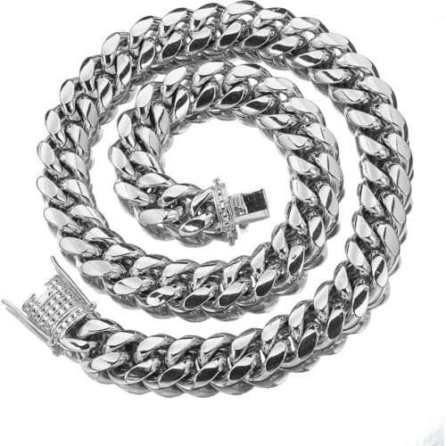 18mm Heavy 316L Stainless Steel Silver Color Cuban Curb Chain Men/Womens Handmade Jewelry Mens Womens Necklace Or Bracelet 7-40"